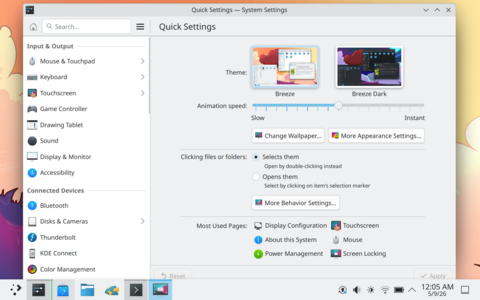 The KDE System Settings panel