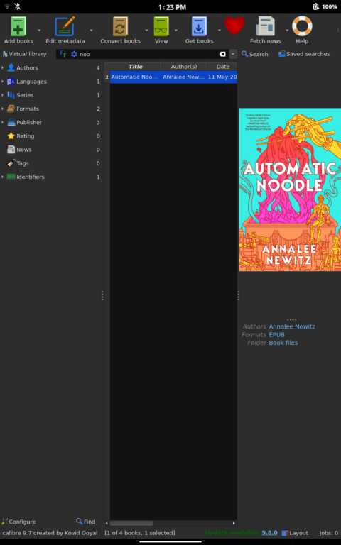Running the Calibre e-book manager
